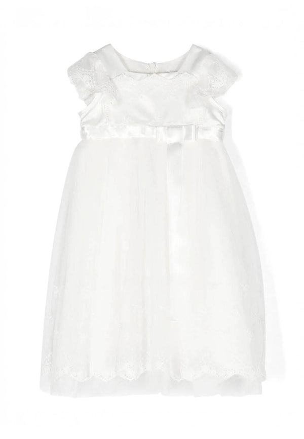 Monnalisa Bianted White Dress in Tulle