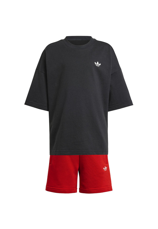 ViaMonte Shop | Adidas completo nero/rosso bambina in cotone