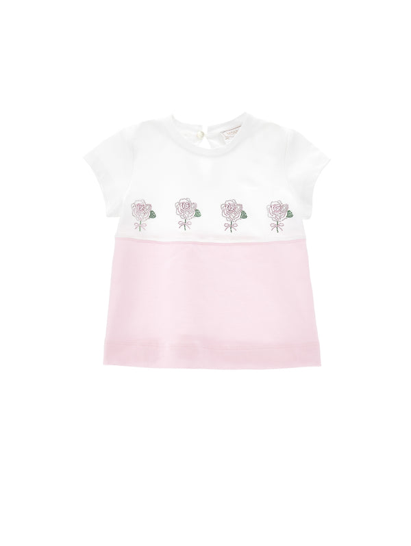 ViaMonte Shop | Monnalisa t-shirt bianca/rosa neonata in cotone