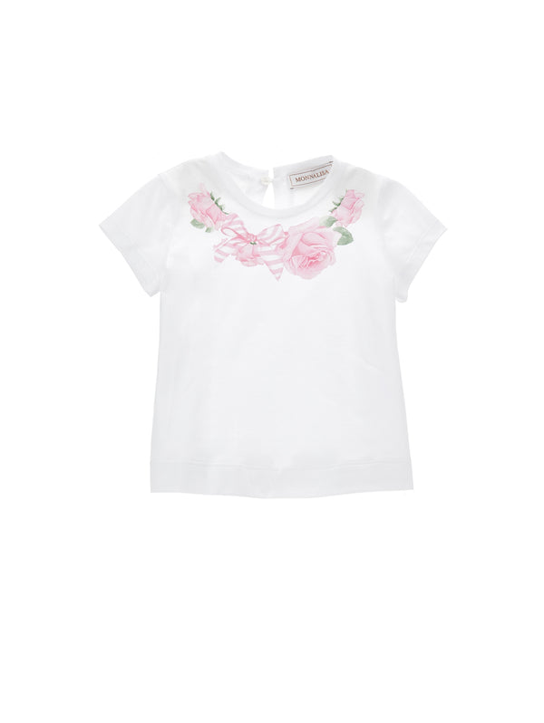 ViaMonte Shop | Monnalisa t-shirt bianca neonata in cotone