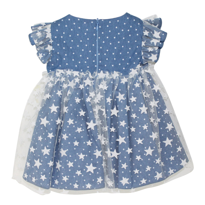 ViaMonte Shop | Miss Blumarine abito baby girl blu in denim di cotone stampato